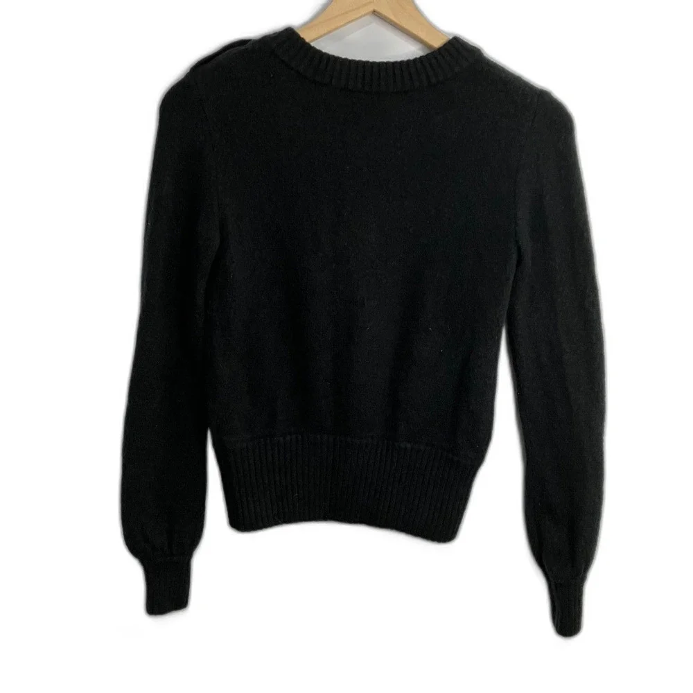 J. Crew Sweater Women Size XXS Black Alpaca Merino Crew Neck